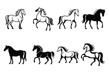 set of horse silhouettes, Horse Silhouette vector for Logos icon design set