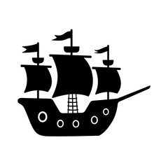 pirate ship silhouette illustration