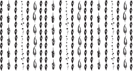Different flowers icon border in silhouette white background top view.