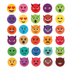 Obraz premium Collection of diverse emoji faces expressing a wide range of emotions and personalities