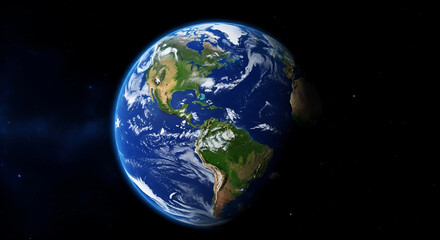 Fototapeta premium Planet Earth from space with visible continents and stars Keywords: Earth, planet, space, cosmos
