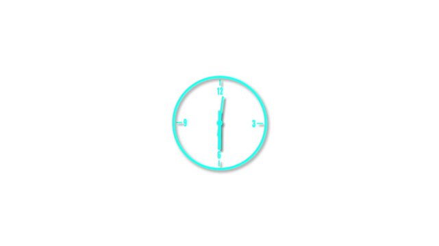 Vintage Clock Animation Loop, Minimalist clock icon with white hands and markers