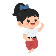 Illustration of a Girl in Traditional Thai Outfit