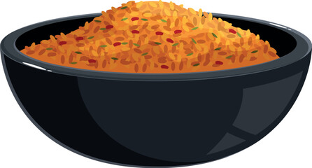 Steaming hot bowl of rice overflowing with flavor and seasoning