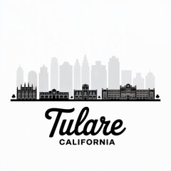 Fototapeta premium Tulare Skyline Silhouette — California Agricultural Town Vector Illustration
