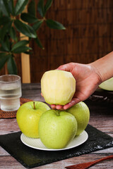 Fresh Xinjiang Apple Being Peeled by Hand - Sweet Natural Fruit Beauty