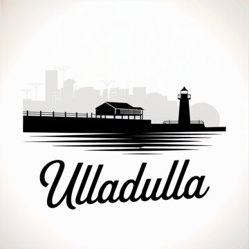 Ulladulla Australia Skyline Silhouette &mdash; A Coastal Harbour Town in New South Wales Vector Illustration