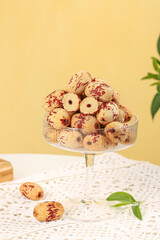 Xinjiang Red Dates in Glass Bowl - Traditional Chinese Dried Fruit Food Photography with Natural Styling