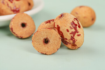 Xinjiang Red Jujube Dates Sliced Fresh Chinese Fruit Gray Background