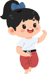 Illustration of a Girl in Traditional Thai Outfit thai dance