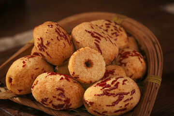 Xinjiang Red Date Porridge Buns in Bamboo Steamer - Traditional Chinese Sweet Bread with Dates