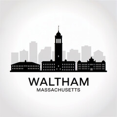 Obraz premium Waltham Massachusetts Skyline Silhouette — Historic Watch City Vector Illustration