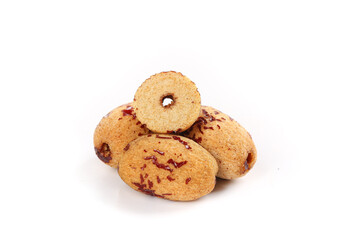 Red Jujube Date Cookies from Xinjiang China Traditional Sweet Pastries White Background