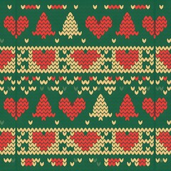 Cozy Knitted Christmas Sweater Seamless Pattern &ndash; Traditional Holiday Digital Paper with Nordic Snowflakes, Reindeer, and Winter Background for Scrapbooking & Crafts