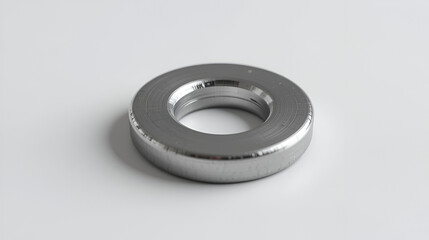 Silver washer fastener. Steel hardware realistic mockup