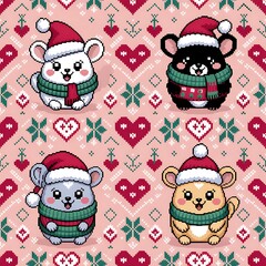 Cozy Knitted Christmas Sweater Seamless Pattern &ndash; Traditional Holiday Digital Paper with Nordic Snowflakes, Reindeer, and Winter Background for Scrapbooking & Crafts