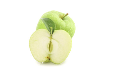 Fresh Green Apple Half Slice Isolated White Background Healthy Organic Fruit Snack