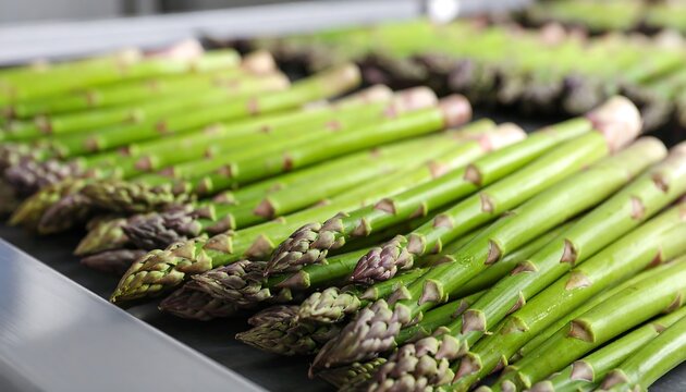 Fresh asparagus on a tray - Powered by Adobe