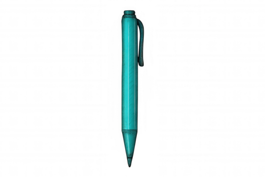 Blue ballpoint pen resting on transparent surface, highlighting sleek design and writing potential for creative tasks