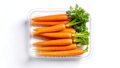 Fresh baby carrots in a clear plastic container (1)