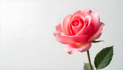 Fototapeta premium Stunning pink rose bloom unfurling delicate petals, symbolizing love, beauty, and new beginnings for celebrations and romance
