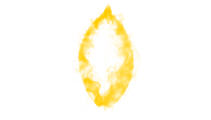 PNG of yellow smoke forming a floating leaf with delicate, wispy edges, ideal for creative design, motion graphics, and visual effects projects