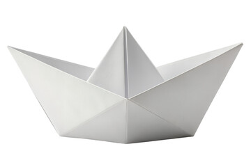 Simple white paper boat origami isolated on white background