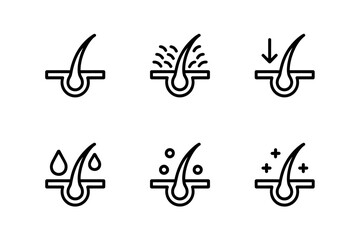 Obraz premium Hair Follicle Growth Treatment Icons Vector Illustration
