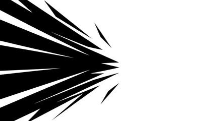 Dynamic abstract background with sharp radial lines creating a sense of speed, explosion, or impact. A minimal black and white comic style vector graphic.