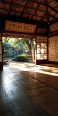 Tranquil Japanese interior garden view