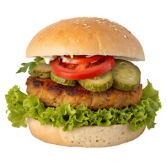 Veggie burger on transparent&nbsp;background