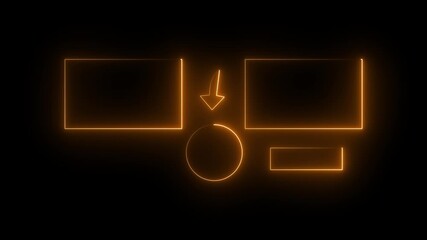 Subscribe button and outro for gaming and video channels You tube End screen animation. neon glowing end screen. yellow color icon and black background ..