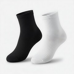 Classic Comfort: Black & White Ribbed Socks