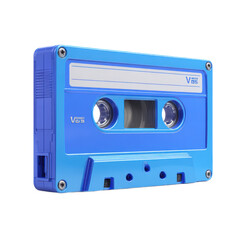 Obraz premium A blue VHS tape is sitting on a white background