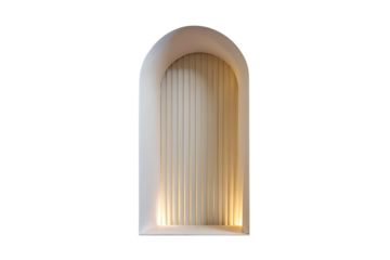 Arched niche with vertical ribbing isolated on white background