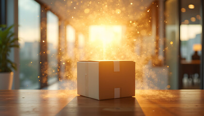 Professional package delivery box in modern logistics warehouse with shipping transportation cargo courier and freight services for reliable distribution