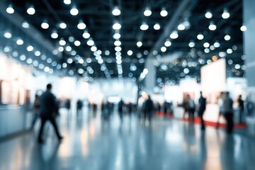 Blurred background of event exhibition show public hall, business trade concept. High quality
