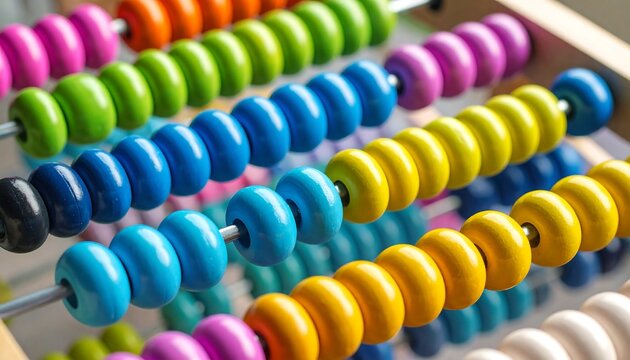 Colorful abacus beads in close-up