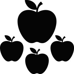 Four stylized black apple icons arranged in a diamond shape with one large apple at the top and three smaller apples below suggesting a family or hierarchy of fruit