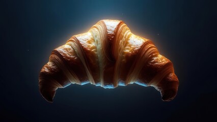 Golden croissant, glowing subtly