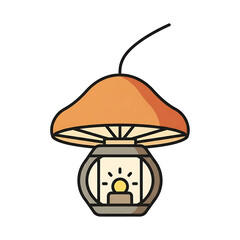Charming mushroom lamp illustration isolated on white background, casting a soft, inviting glow