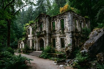 Obraz premium Ruin of an old stone building evokes timeless beauty and invites heartfelt history tours.