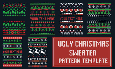 Naklejka premium Ugly Christmas sweater pattern template