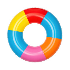 Colorful inflatable swim ring floating fun for pool beach summer activities transparent background