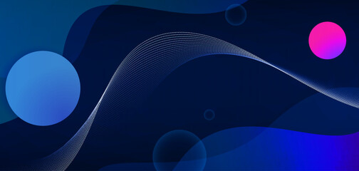 Blue tone technology line water wave scene. Wave technology graphic design background. Vector illustration. Vector Abstract technology circuit lines.