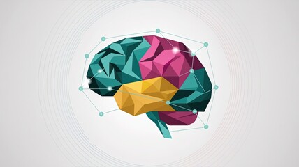 Brain Anatomy Visualization: A vibrant, stylized representation of the human brain, segmented into colorful regions, interconnected by a web of neural pathways.