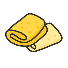 Cartoon Illustration of Rolled Pancake Crepes Dessert