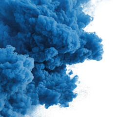 Fototapeta premium Vibrant blue smoke billows upward, forming a captivating cloud against a plain background
