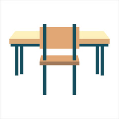 Student Desk Vector Flat Illustration