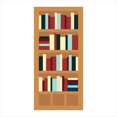 Bookshelf Vector Flat Illustration